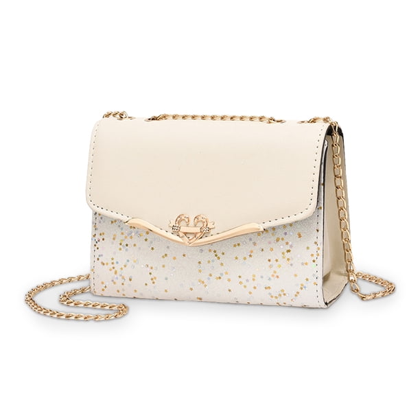 Mujeres Messenger Bolsa Lentejuelas Moda Single Hombro PU Cadena Cadena Correa Bolso Móvil Teléfono Móvil Flip Bolsas Bolsas Bolsos Beige Tipo 1 tholdsy AP008901-01