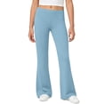 thumbnail image 2 of BXJX Girls Flare Pants Size 10-12 T, Elastic Waist School Casual Stretch Kids Yoga Pants Blue, 2 of 9