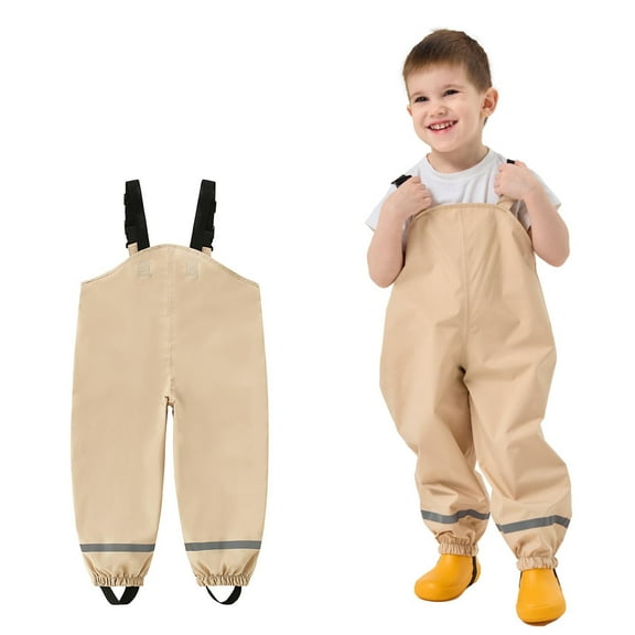 Delliss Toddler Girls Kids Rain Pants Waterproof Suspender Pants