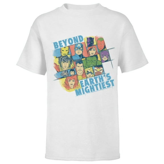 Marvel Avengers Beyond Earth’s Mightiest 60th Retro Faces- Short Sleeve T-Shirt for Kids - Customized-White