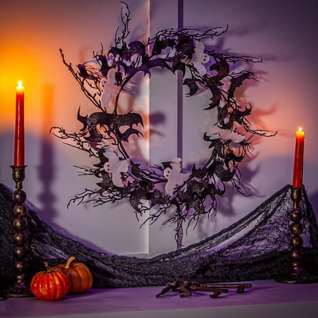 Bat and Ghost Wreath, 20"