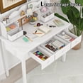thumbnail image 6 of LAZZO 36" Writing Desk with Detachable Hutch & Drawers, Home Office Study Desk, White, 6 of 9