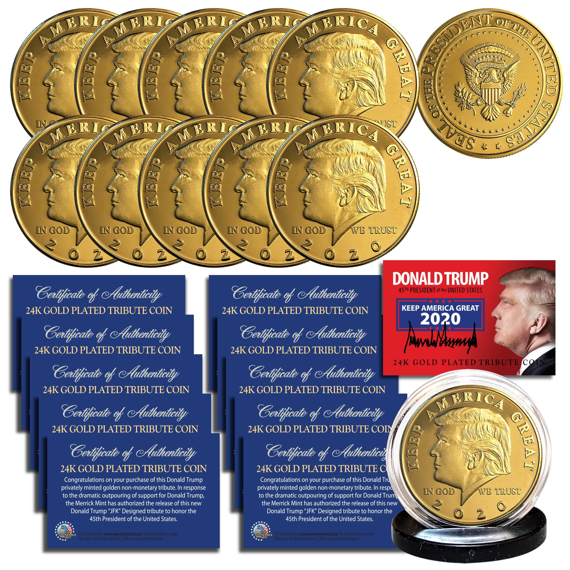 Donald Trump 2020 Keep America Great Challenge Coin 2-Tone Gold With Silver Face 