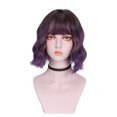 thumbnail image 1 of Peluca para cosplay con rizos cortos y ondulados, color morado degradado, 33 cm, para todos, 1 of 1