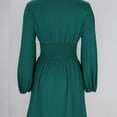 thumbnail image 6 of Ashirexll Midi Dresses for Women, Womens Long Sleeve Dresses, Fashion Casual Solid Color Waist Cinched V-Neck Short Dress, 6 of 7
