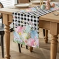 thumbnail image 2 of Spring Easter Flowers Table Runner 70 Inches Long for Kitchen Dining, Farmhouse Floral Black Buffalo Plaid Dresser Scarf Farmhouse, Dining Table Decorations for Wedding/Parties, 13 x 70 In, 2 of 8