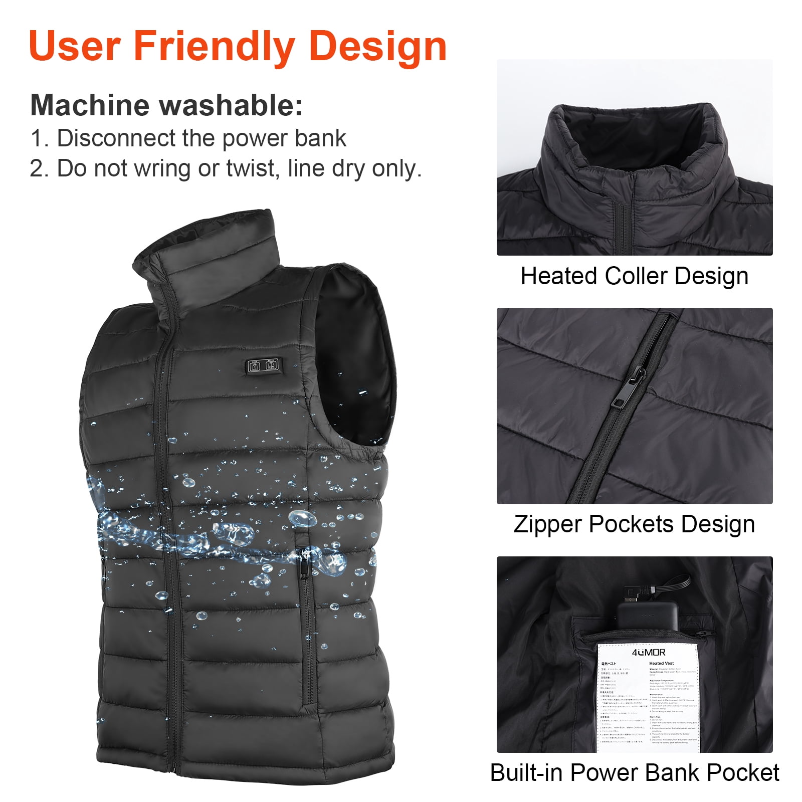 Heated Vest Mens & Women With 10000mah Battery Pack,90% Down