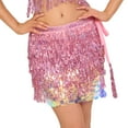 thumbnail image 2 of QATAINLAV Womens Belly Dance Hip Scarf Sequin Tassel Skirts Mardi Gras Sparkly Party Dance Costume Hot Pink, 2 of 2