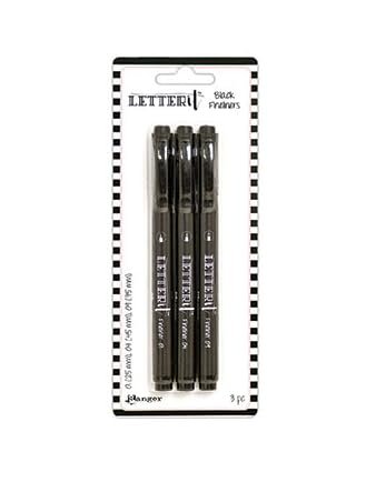 Trebbies Dina Wakley Media Journal Bundle - Dina Wakley Media Journal Watercolor MDJ87830 with 3 Black Letter It Fineliners Detail Sticks