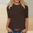 thumbnail image 2 of Womens 2026 Half Sleeve Tops Solid Color Summer Spring Tees Fashion Crewneck Blouse Loose Soft Trendy Clothing Dressy Lightweight Comfy Outfits Going Out Tops Ladies Fashion Trendy, 2 of 5