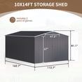 thumbnail image 3 of MUCHANT 10'x14' Outdoor Metal Storage Shed with Updated Frame Structure and Lockable Doors, Steel Garden Tool Sheds for Backyard, Patio, Lawn, Black, 3 of 7