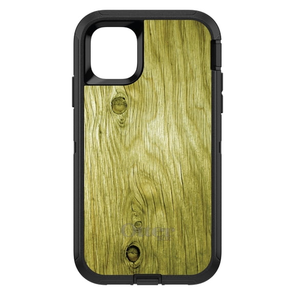 DistinctInk OtterBox Defender Custom Case for Apple iPhone 15 (6.1" Screen) - Printed Wood Grain Image - Lightweight Grip