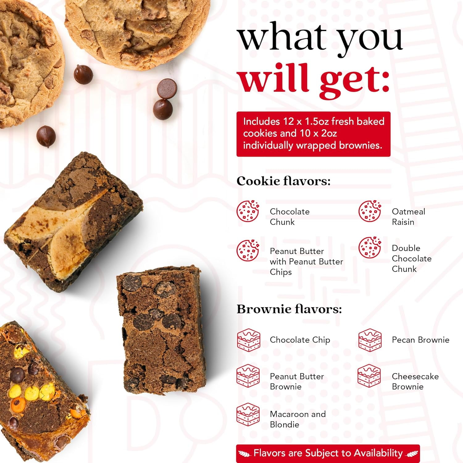 David’s Cookies Assorted Gourmet Cookies (10 x 2 oz) and Brownies (12 x 1.5 oz) Gift Tin