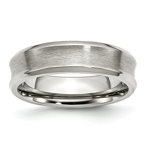 White Stainless Steel Ring Band Wedding Beveled Standard Concaved