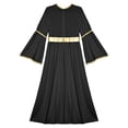 thumbnail image 6 of Aislor Girls Praise Dance Dress Liturgical Worship Metallic Patchwork Bell Long Gown Church Dancewear Black 8, 6 of 7