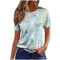 thumbnail image 5 of Easter Outfits for Women 2026 Short Sleeve Casual Tops Bunny Graphic Tshirt Loose Fit Crew Neck Tunic Tops Holiday Outfits, 5 of 5