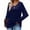 Navy, variant on Otvok Womens Tops Solid Color Long Sleeve Flared Sleeve V-Neck T-Shirt Blouse