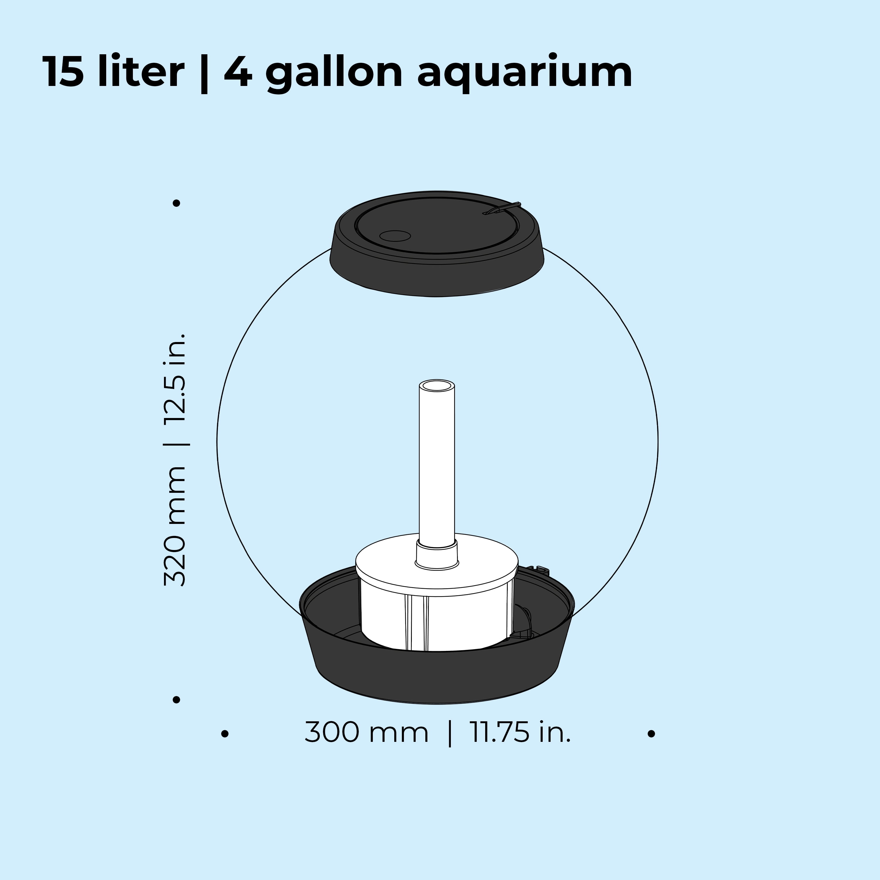 biOrb CLASSIC 15 Aquarium with MCR Light - 4 Gallon, Black