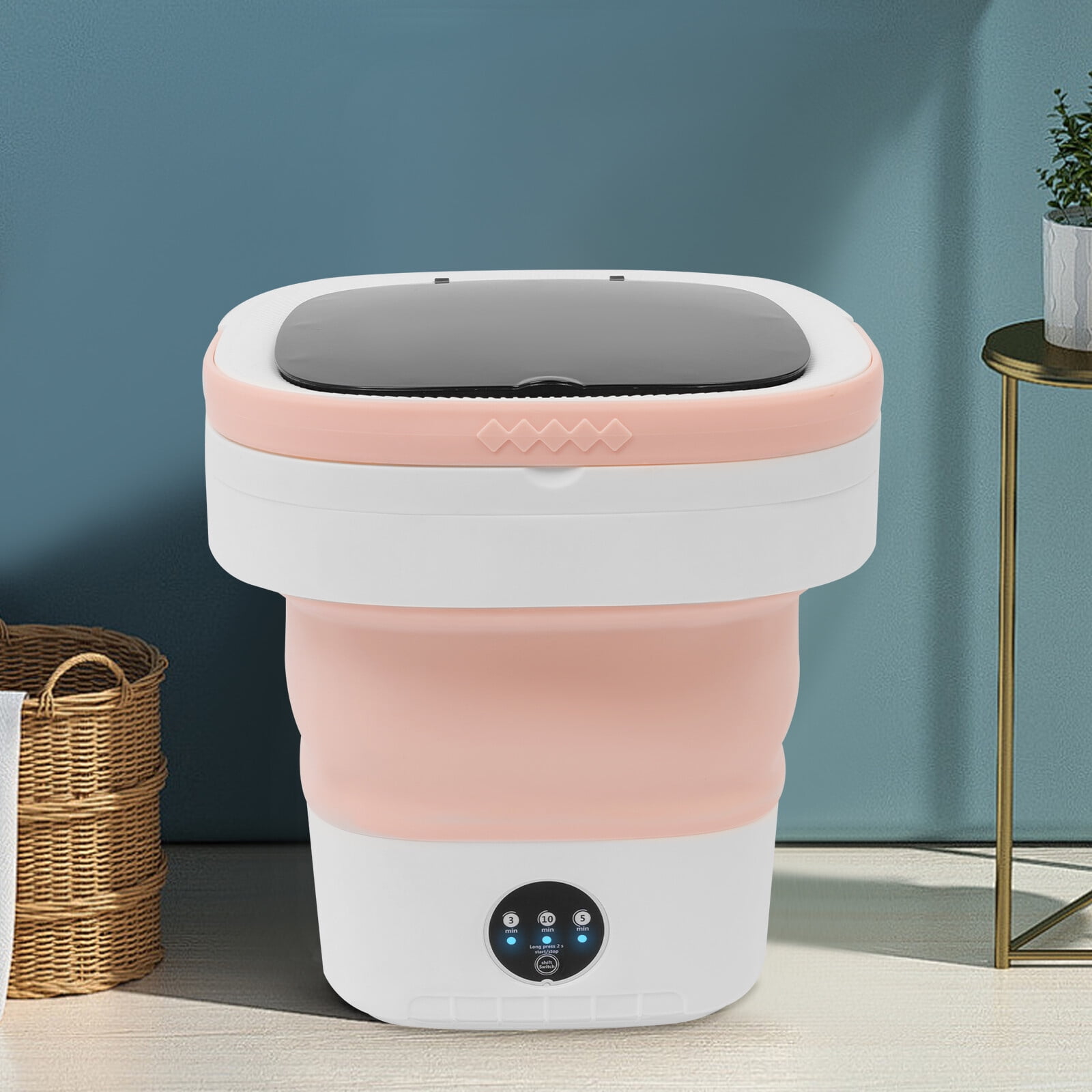 Pink Mini Foldable Washing Machine Electric Washing Machine for small clothes For Apartments, Dormitories, Rvs, Hotels, Traveling