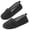 Black, variant on Womens' Memory Foam Comfort Knit House Shoes Light Weight Terry Cloth Loafer Slippers with Anti-Skid Rubber