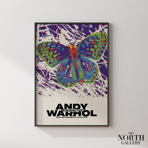 Andy Warhol Poster Pop Poster Art Print, Butterfly Retro Wall Art, Resrospective Pop Art Print, Exhibition Wall Art, Gallery Wall Art UNFRAMED Poster, 8x12