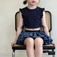thumbnail image 5 of WIBACKER Girls Starry Clothes 1-9 Years Side Tie Ruffle Tops and Star Print Tutu Skirt Shorts 2 Piece Outfit Kids Girl Summer Outfits, 5 of 6