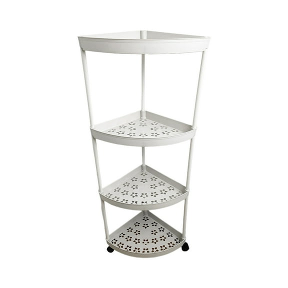 dajkiuy 4 Tier Corner Bathroom Countertop Organizer with Wheels, Vanity Tray for Makeup Perfume Organizer, Plastics Counter Bathroom Storage and Organization