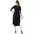 thumbnail image 1 of Phagun Kurta Droite Noire pour Femmes Manches 3/4 Imprimée Décontractée Kurti-18, 1 of 2