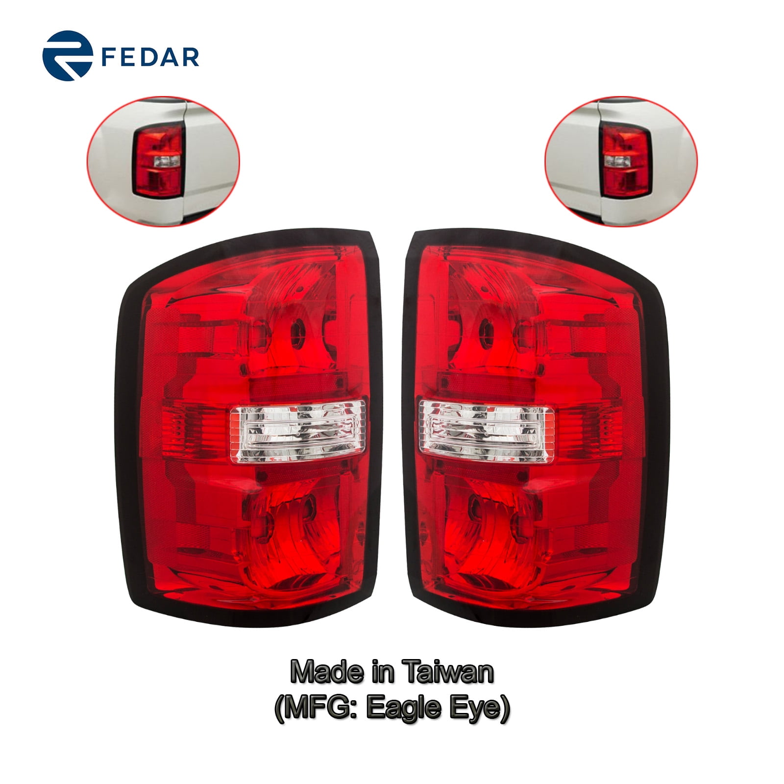 Tail Light Lamp Fit 2014 2015 2016 GMC Sierra/Denali Simple Design Pair