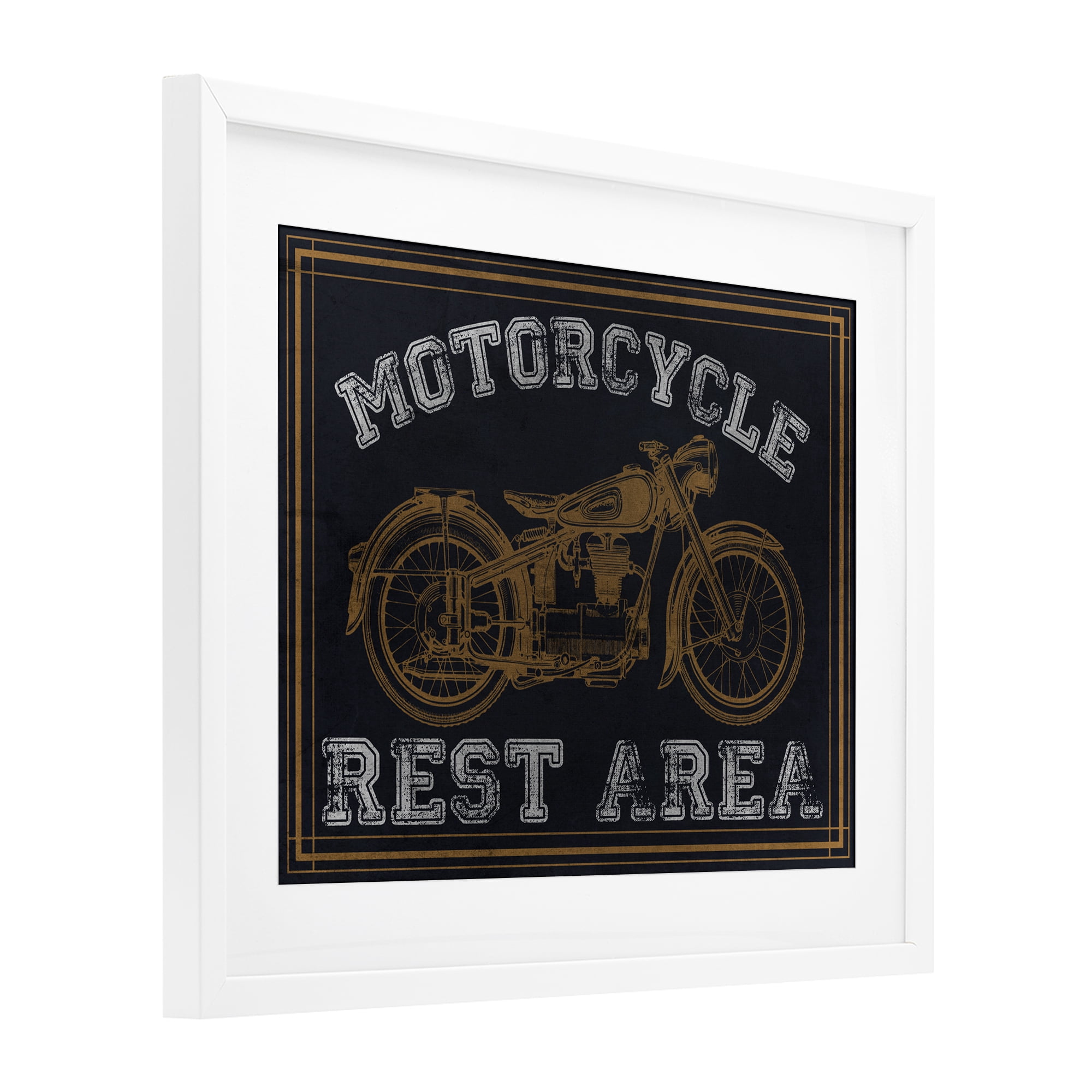Stupell Industries Motorcycle Rest Area White Framed Print Under Glass, design by Marcus Prime