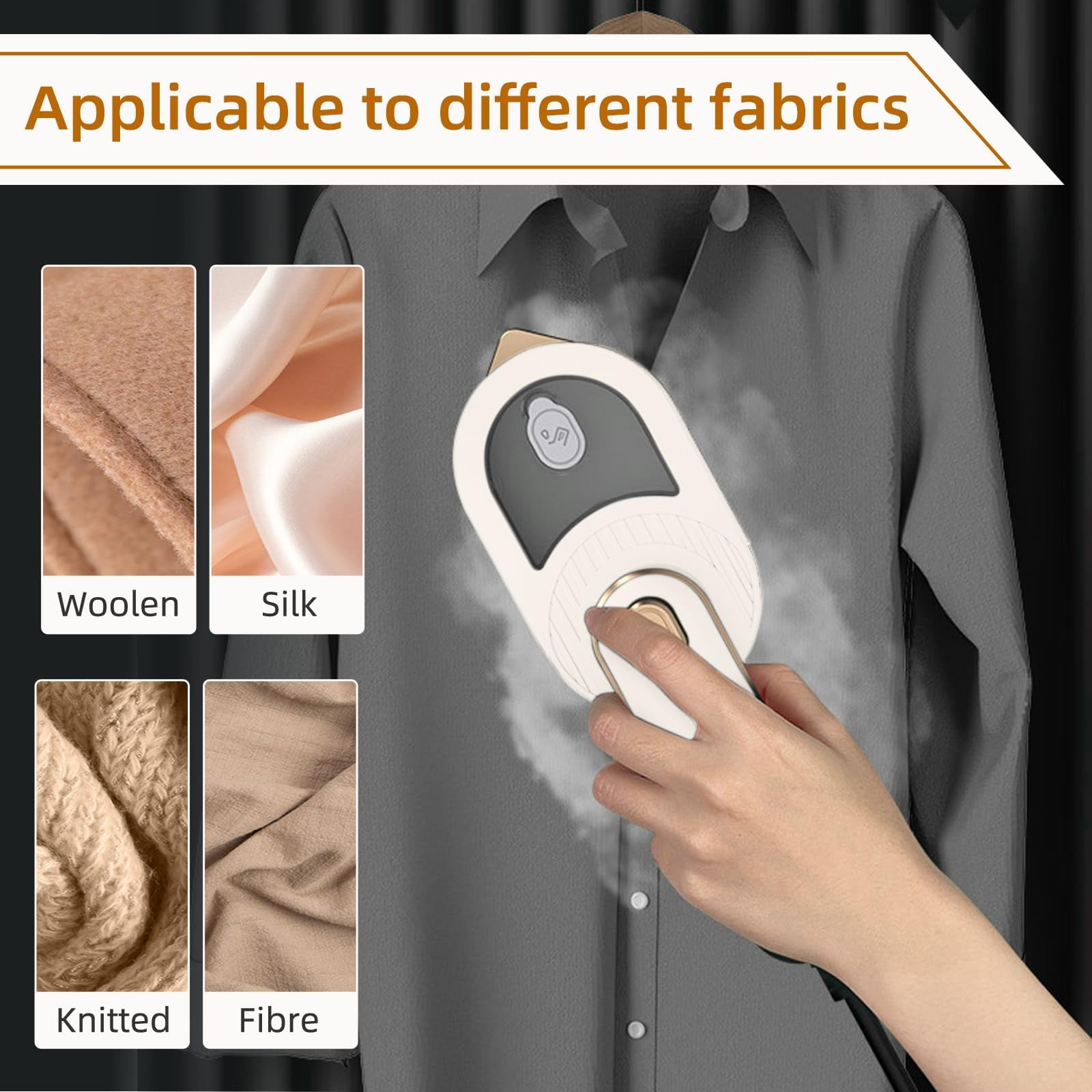 Mini Travel Steam Iron for Clothes with Dual Voltage, Portable Lightweight Handheld Steamer, Quick Heat Up, Non-Stick Soleplate, Ideal for Home, Dorm and Sewing（beige）