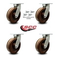 thumbnail image 2 of 10 Inch Heavy Duty High Temp Phenolic Swivel Caster Set with Swivel Locks Set 4, 2 of 2