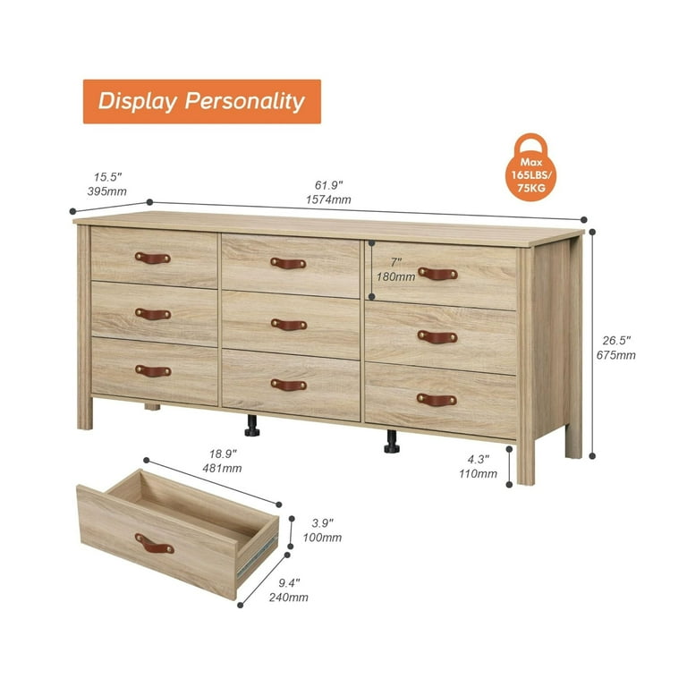 short wide dresser 62 inc Furniture of America Forma Mid Century Walnut 6 Drawer 62 in. Wide Dresser with Mirror IDF-74000WN-DM
