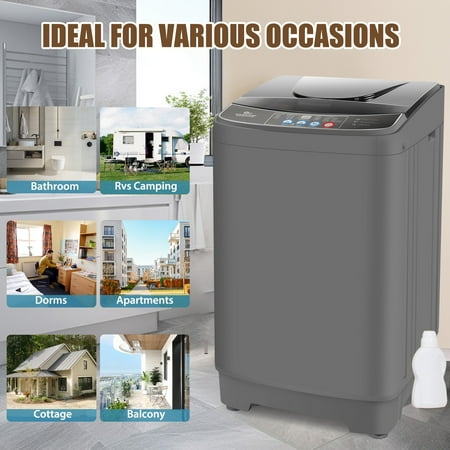 Veeboto Washing Machine, 15.6 lb Portable Washer with LED Display, 10 Programs & 8 Water Levels, Tub and Spin-Dry Combo with Child Lock with Delayed Start for Apartments, Dorms, Home and More