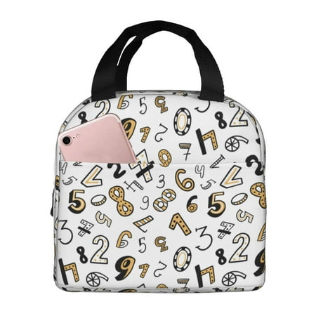 Insulated Lunch Bag for Women Men - Cute math numbers Leakproof Cooler Lunch Box for Women Men  Lunch Tote Bags for Work School Picnic Travel