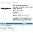 thumbnail image 2 of Rear Right Strut and Coil Spring Assembly - Compatible with 2003 - 2008 Toyota Matrix FWD 2004 2005 2006 2007, 2 of 2