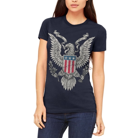 4th of July Born Free Distressed Vintage Eagle Women's Juniors Soft T Shirt