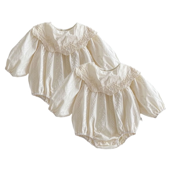 LYMAYTER Baby Girls Fall Wear Ruffles Long Sleeve Bubble Romper Outfits for Infant Winter Clothes 3-24M