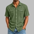 thumbnail image 3 of Guluxicc Men's Cotton Shirts Button Down Short Sleeve Shirts with Pockets Classic Fit Everyday Wear Summer Casual Outfits, 3 of 8
