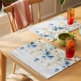 thumbnail image 4 of Blue Flowers Placemats Set of 6, Leaf Watercolor Wildflowers Plants Wood Grain Non-Slip Place Mats Washable Table Mats for Kitchen Dining Table Decorations Indoor/Outdoor, 4 of 9