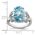 thumbnail image 3 of Sterling Silver Rhodium Light Swiss Blue Topaz Diamond Ring, 3 of 6