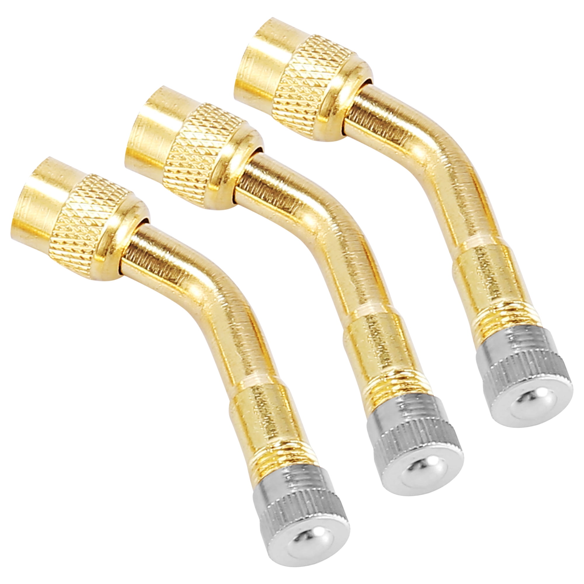 3pcs Gold Tone 135 Degree Vacuum Tyre Valve Stem Extenders Adapter for Car Motorcycle Bicycle
