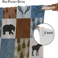 thumbnail image 6 of Rustic Deer Curtains,Bear Patchwork Blackout Curtains for Kids Teens Adult,Woodland Wildlife Moose Window Checkered Buffalo Plaid & Drapes Farmhouse Decor21x54in,2 Panel Set, 6 of 6