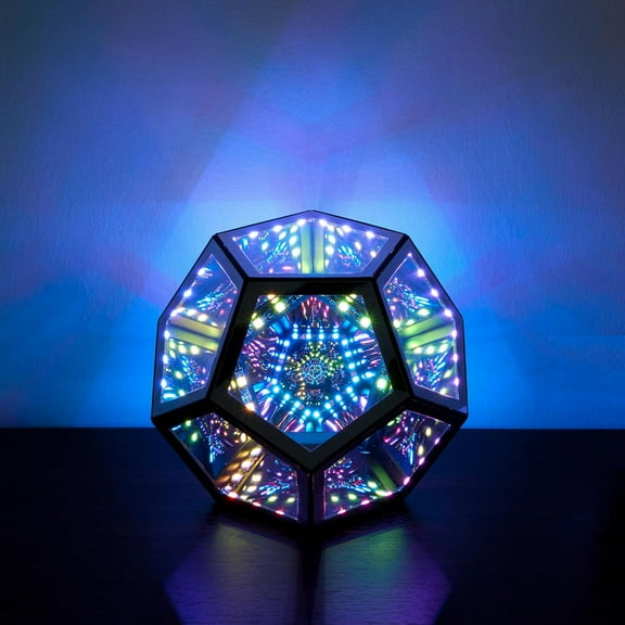 Large Infinity Dodecahedron Gaming Light, Cool RGBW Led Desk Table Lamp Light for Bedroom Gaming Room Decor, Unique Colorful Mood Changing Ambient Night Lighting lamp Adult Men Birthday Gift