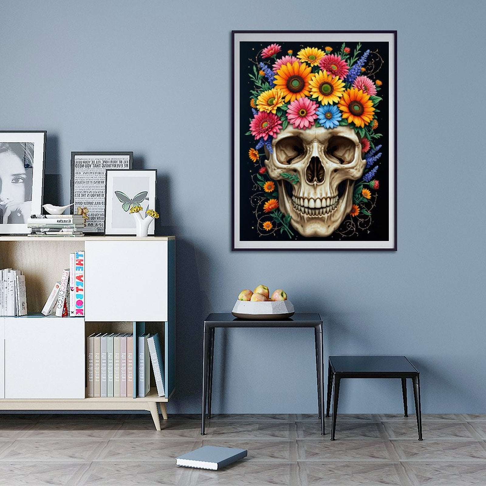 Diamond Art Kits for Adults - 5d Floral Skull Art Vibrant Design Diamond Painting for Adults, Diamond Art for Adults Beginners, Diamond Painting Kits for Adults for Home Wall Decor