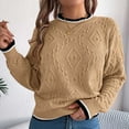 thumbnail image 5 of Itsame Loose Sweater for Womens Long Sleeve Pullover Sweaters Crew Neck New Casual Sweatertop Khaki Size M, 5 of 7