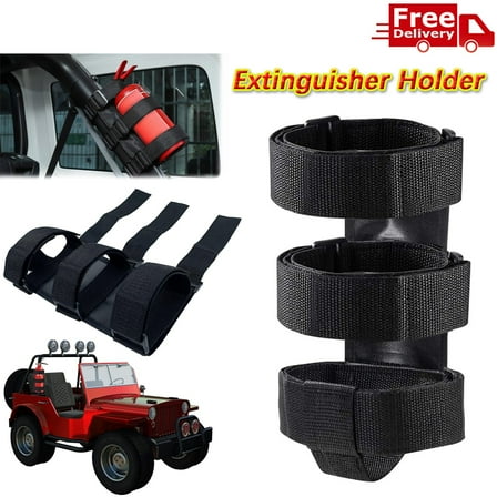 Fire Extinguisher Mounting Bracket for Jeep Wrangler on Roll Bar (Black)