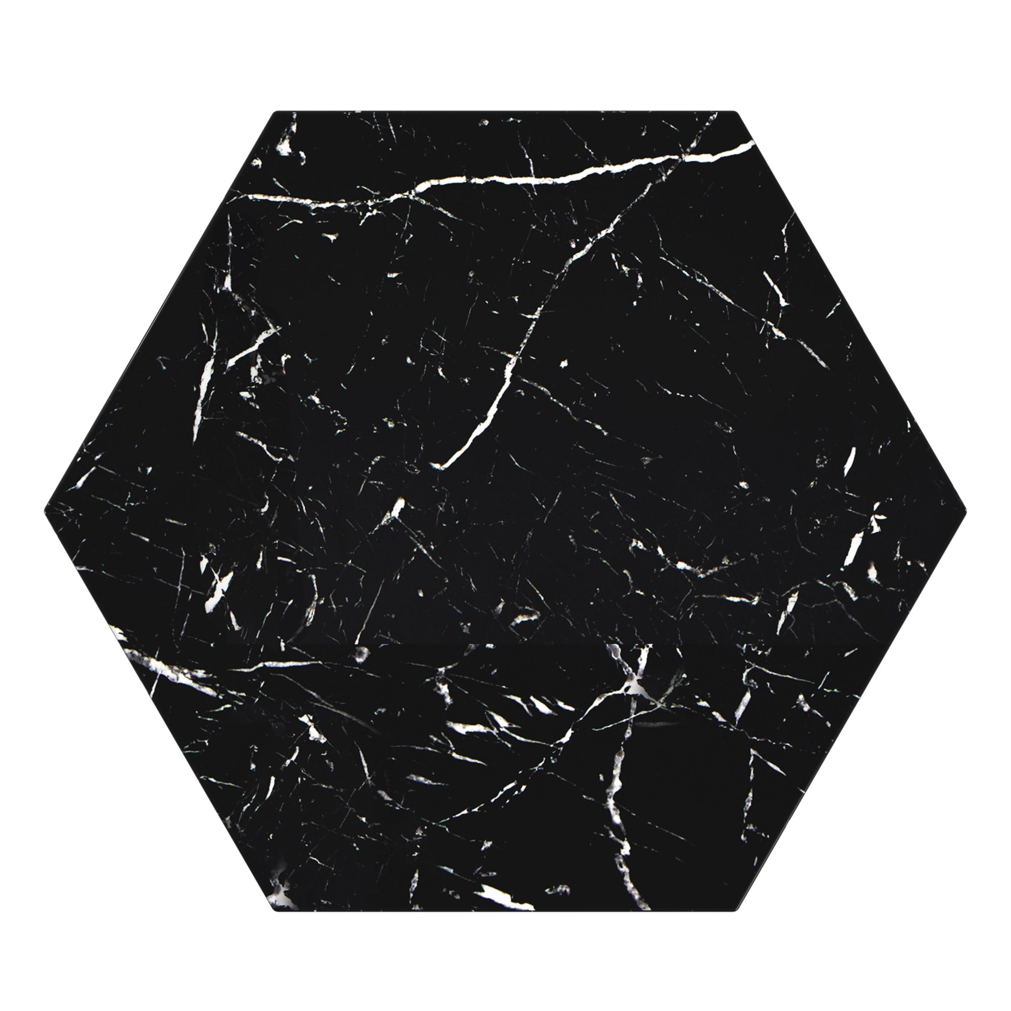 Weston Home Declan Hexagon Faux Marble End Table, Black
