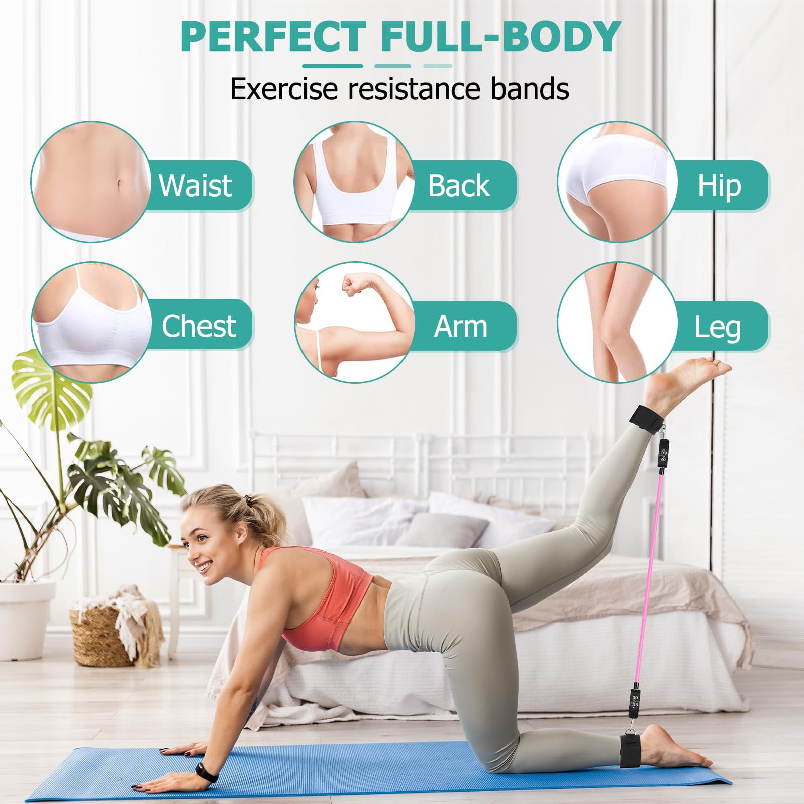 Pilates Bar Kit with Resistance Bands,Pilates Bar with Stackable Bands Workout Equipment for Legs,Hip,Waist and Arm,Exercise Fitness Equipment for Women & Men Home Gym Yoga Pilates