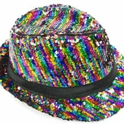 RAINBOW SEQUIN Trilby Fabric Fedora HAT Beach Sun Fedora Men or Women 030 party - New with box/tags